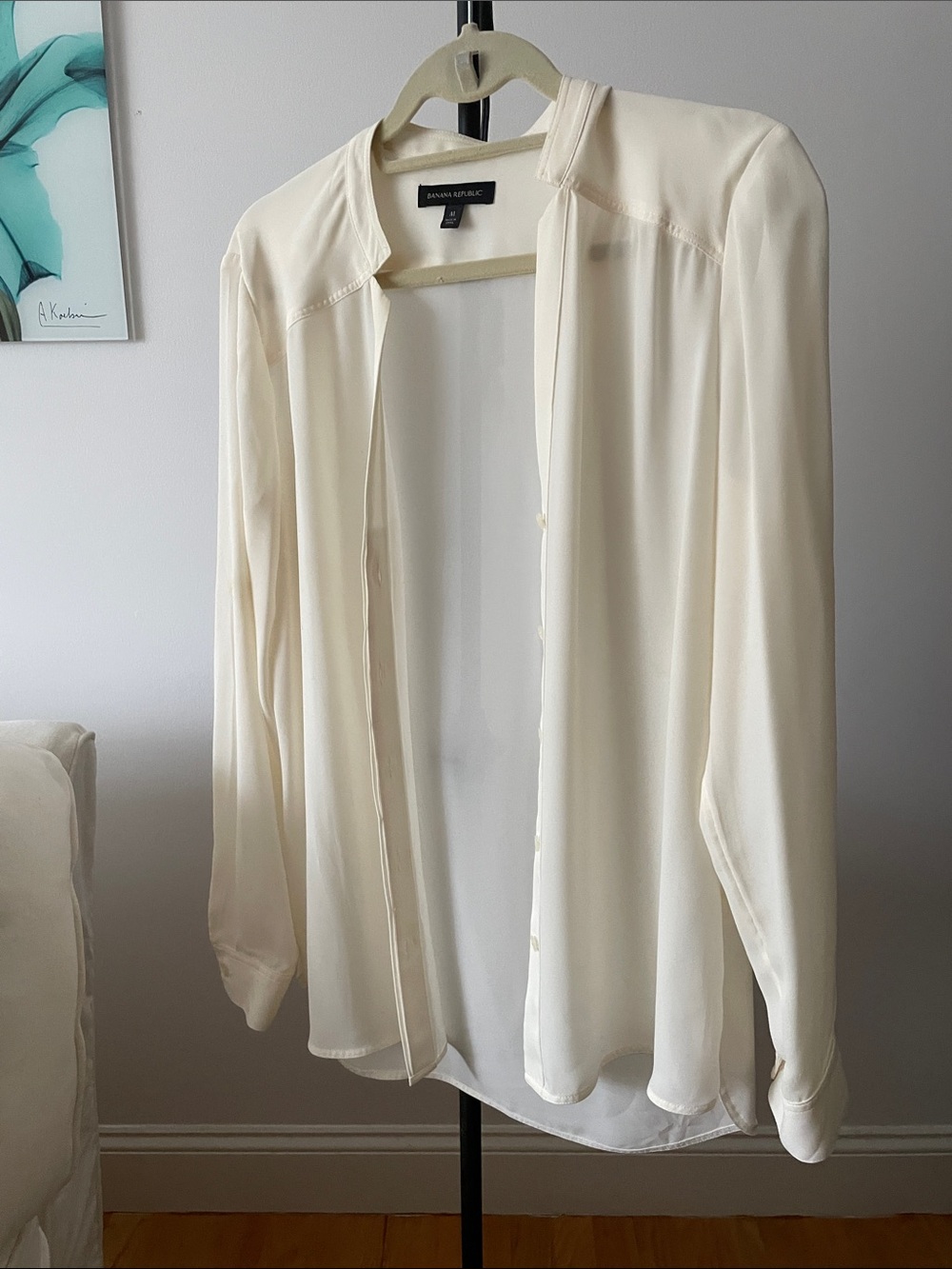 Banana Republic Ivory Long-Sleeve Sheer Blouse